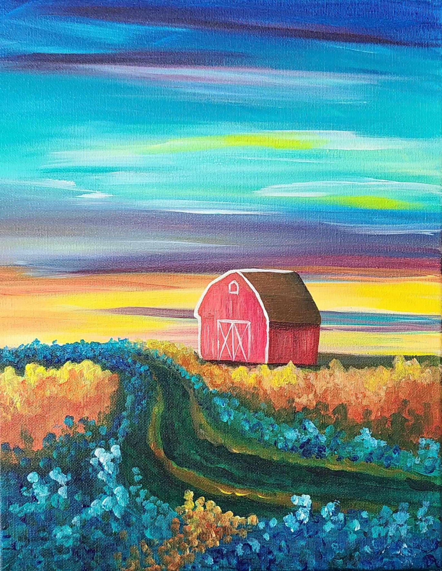 Fall Farm Barn - Brush Tips Art Studio