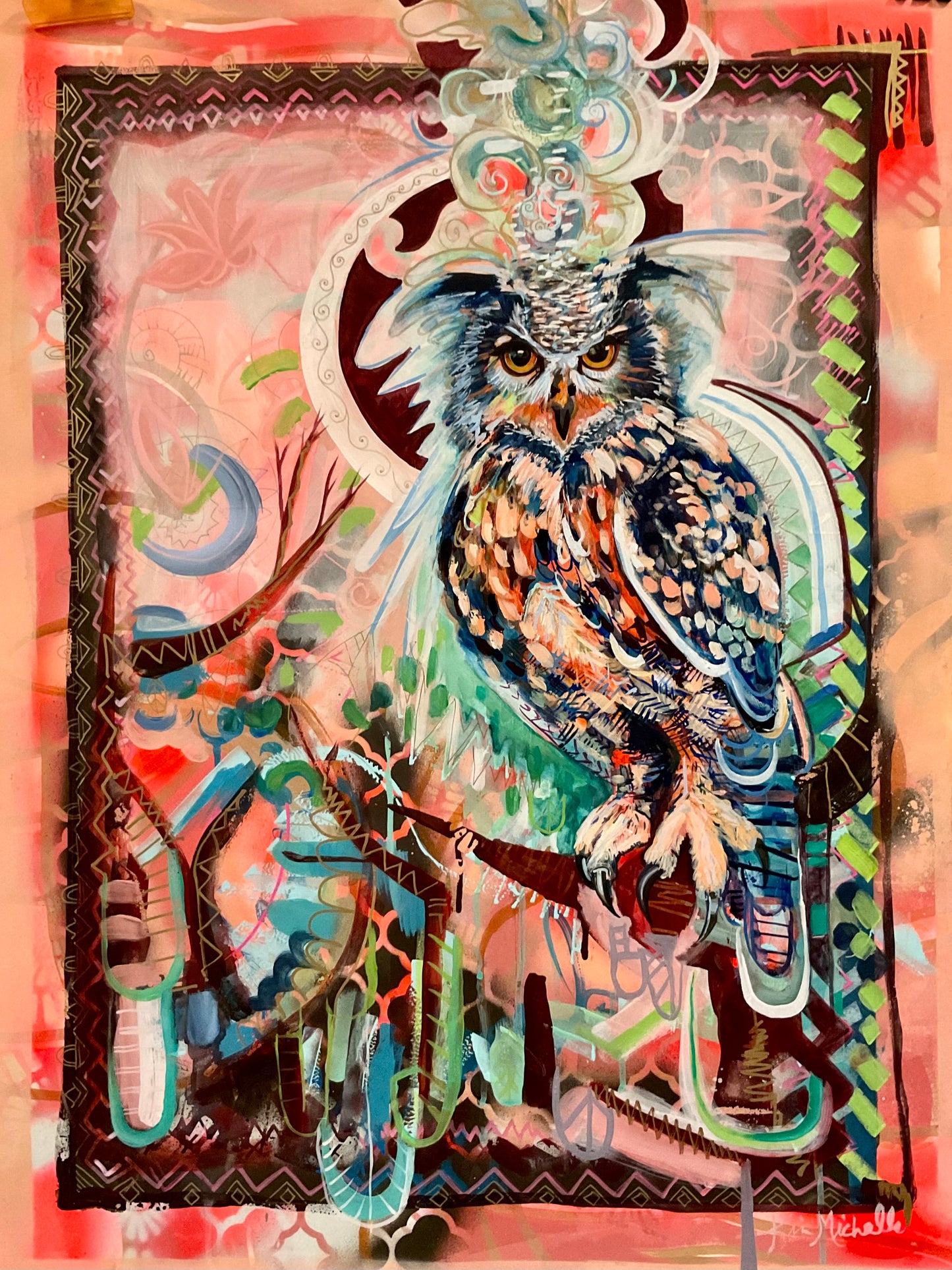 Expressive Owl Painting