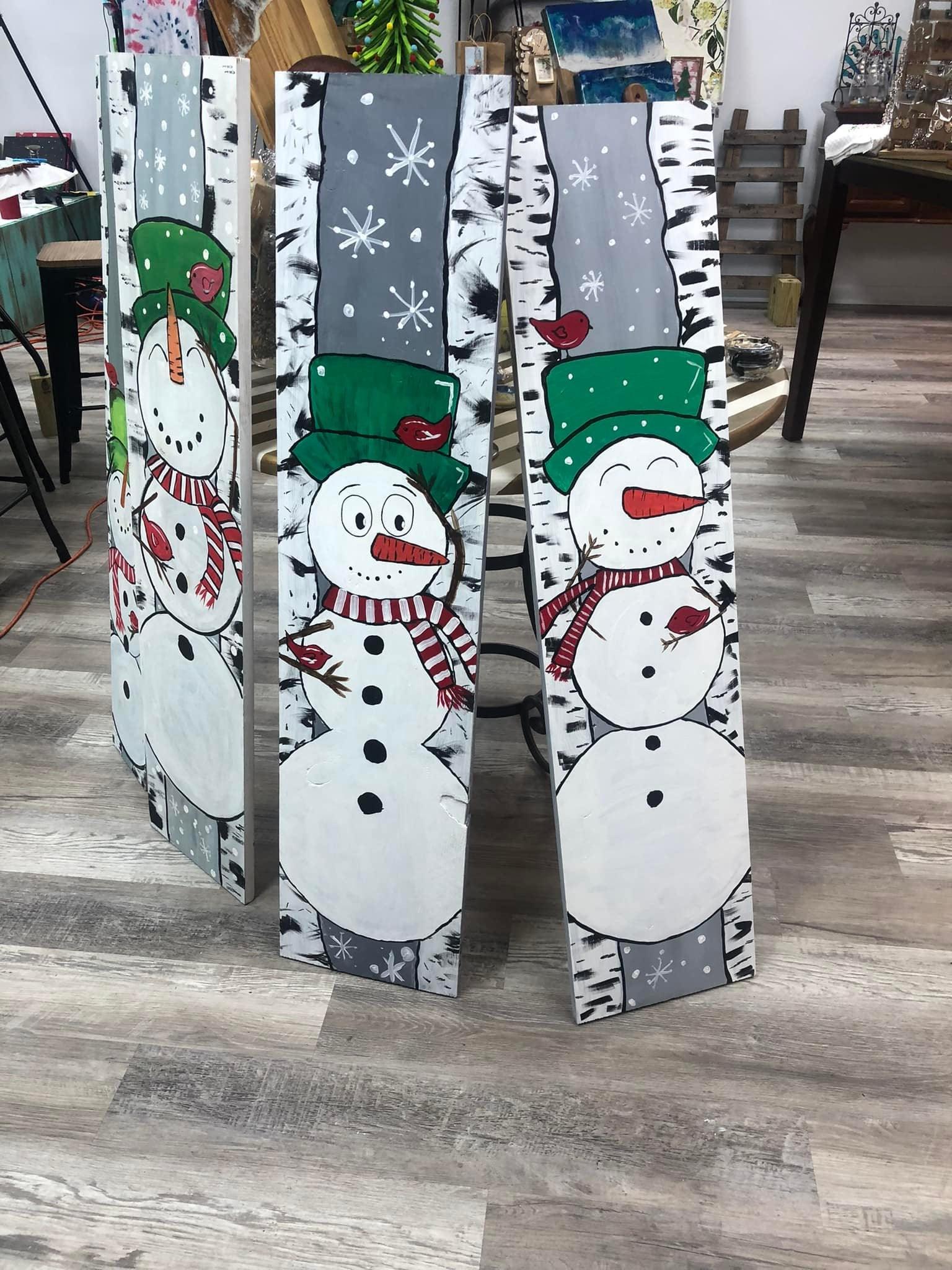 Leaner Regular Wood Snowman Porch Leaner – White Lion Art Studio & Gallery