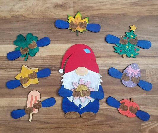 Gnome Holiday Wood Kit - unpainted - Brush Tips Art Studio