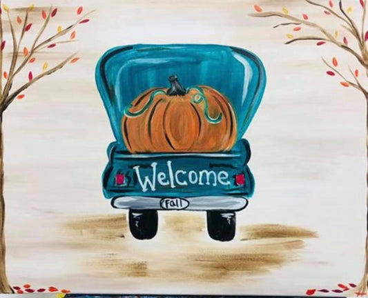 Welcome Fall Pick-up Truck - Brush Tips Art Studio