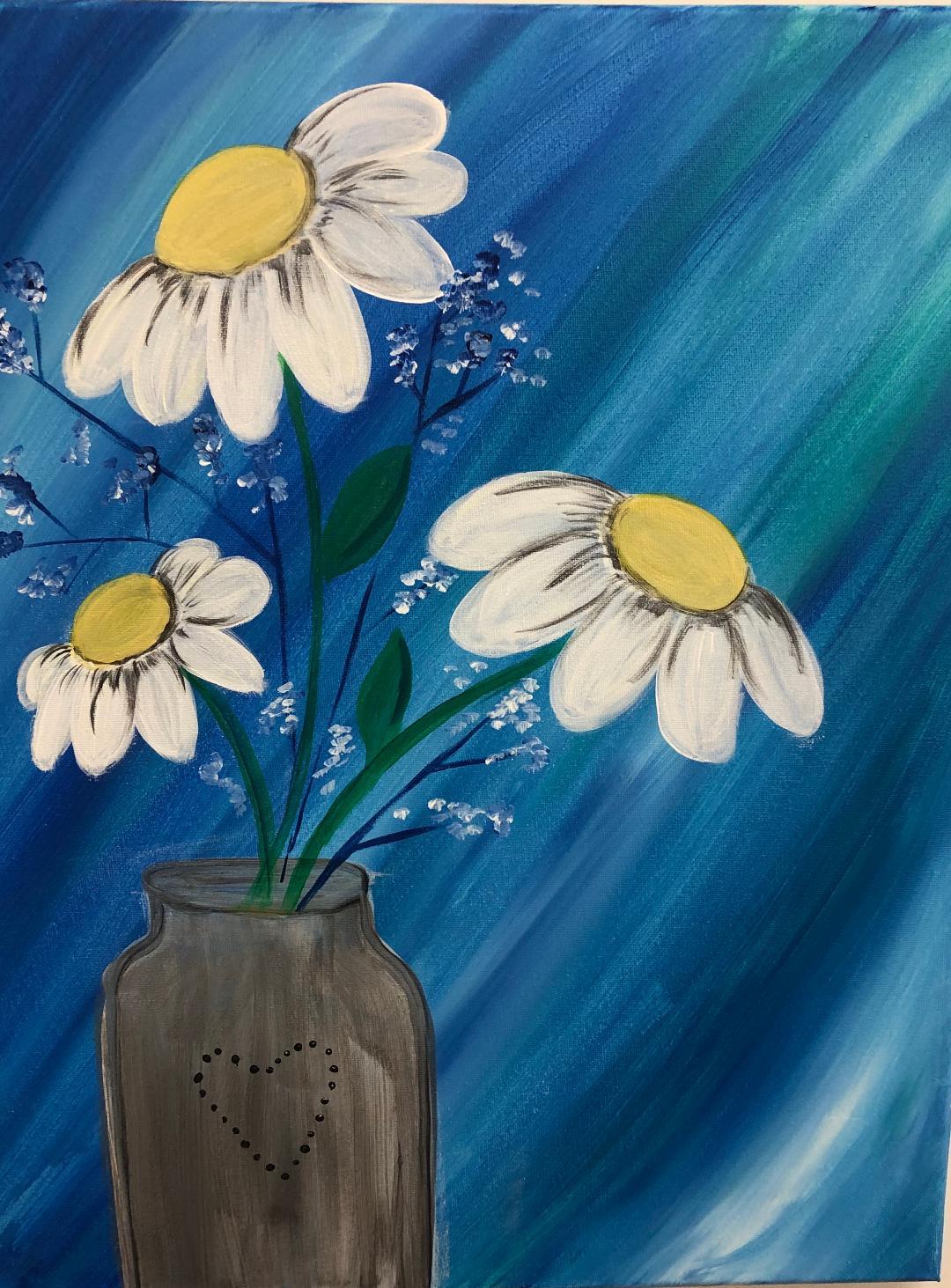 Daisies in a Jar - Brush Tips Art Studio