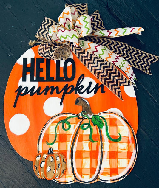 Welcome Pumpkin Wood Sign - Brush Tips Art Studio