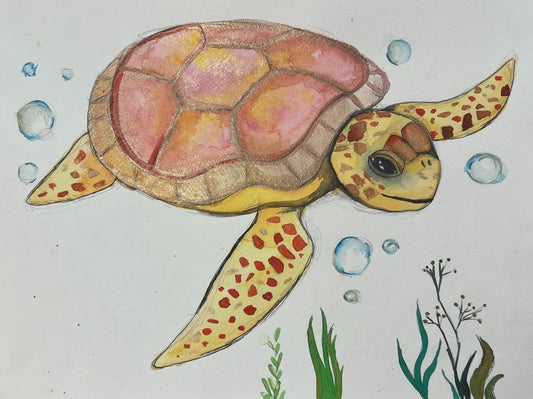 Watercolor Seaturtle - Brush Tips Art Studio
