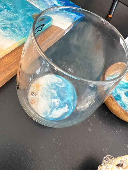 Resin Beach Drinking Glass - Brush Tips Art Studio